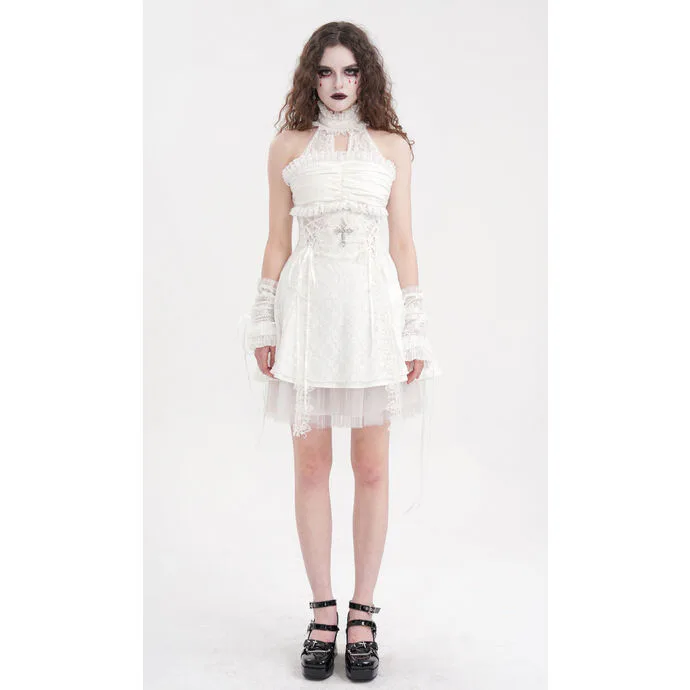 šaty dámské DEVIL FASHION - White Gothic Sexy Cut Out